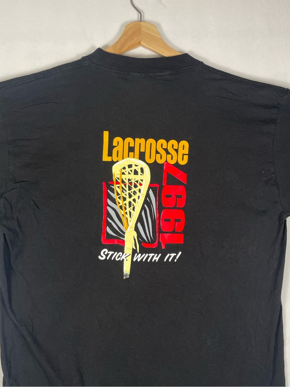 Vintage 1997 Tultex Lacrosse President's Cup Ladner BC Black T shirt Sz XL